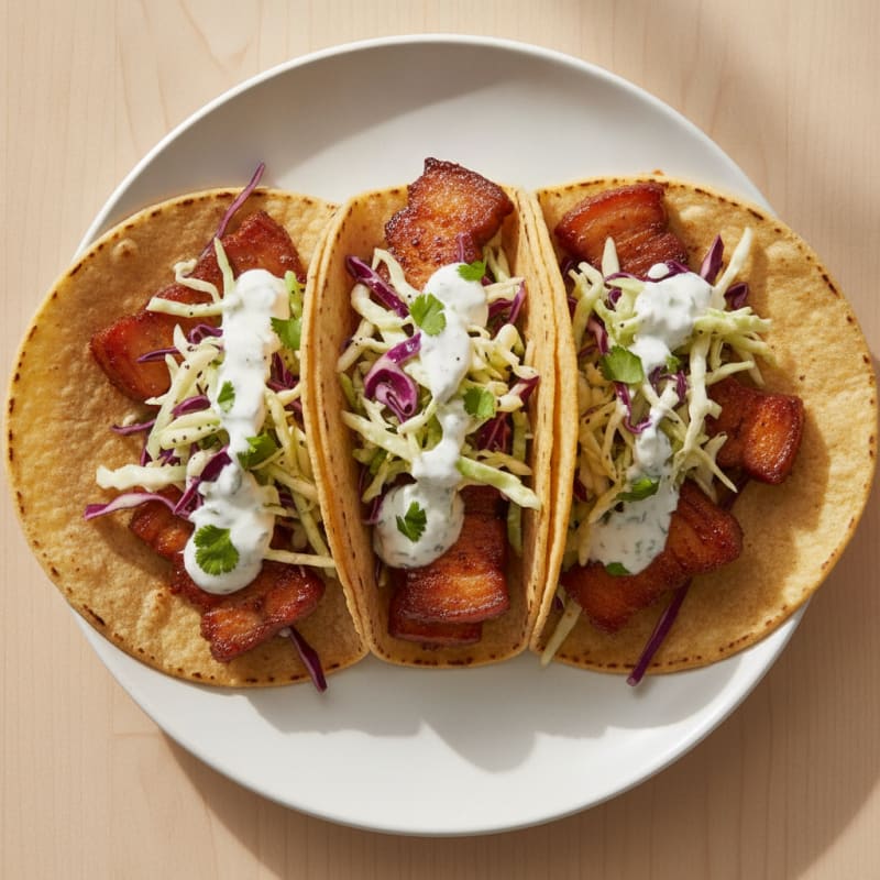 Spicy Gochujang Pork Belly Tacos