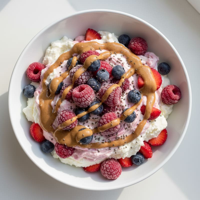Greek Yogurt Protein Pudding with Mixed Berries