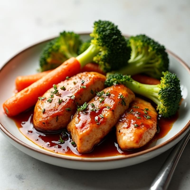 Sticky Teriyaki Chicken with Roasted Broccoli and Carrots
