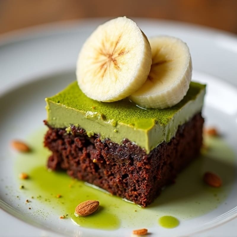 Matcha Protein Brownie with Almond Meal, Cocoa, Banana, and Egg
