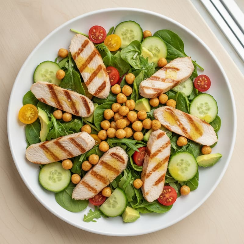 Grilled Turkey Breast Salad with Crunchy Chickpeas
