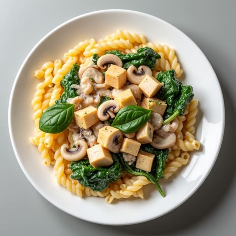 Creamy Garlic-Truffle Mushroom Protein Pasta