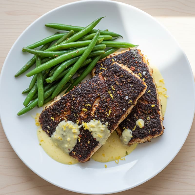 Cajun Blackened Catfish with Lemon Aioli