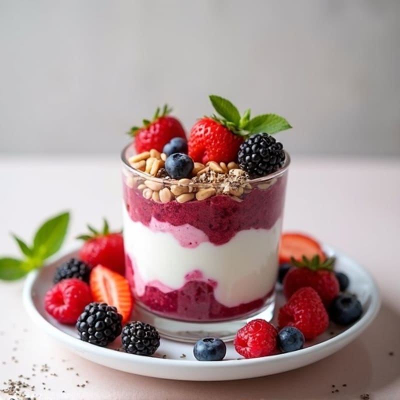 Greek Yogurt Protein Parfait with Mixed Berries and Almonds