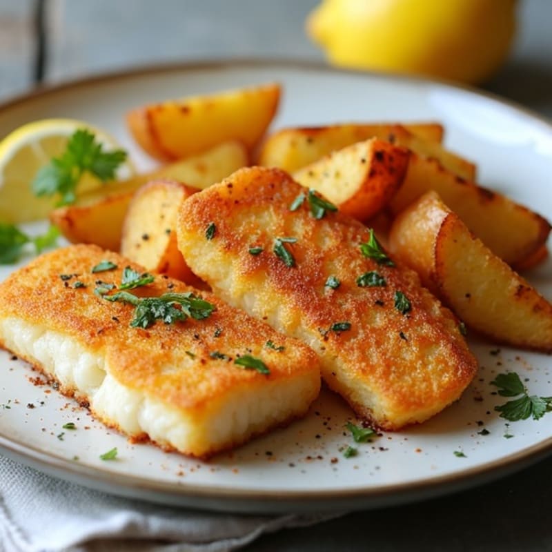 Crispy Baked Cod with Roasted Potato Wedges