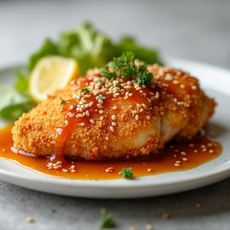 Crispy Baked Chicken with Sweet and Tangy Sesame Sauce