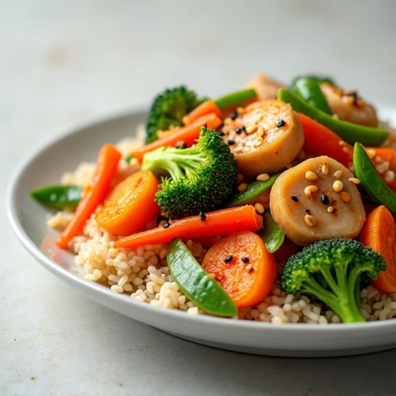 Ginger-Sesame Chicken Stir-Fry with Crispy Vegetables
