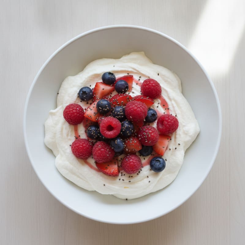 Silky Greek Yogurt Protein Mousse with Mixed Berries