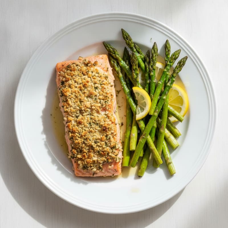 Herb-Crusted Salmon with Roasted Asparagus