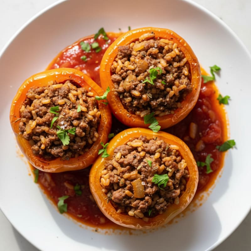 Savory Beef and Rice Stuffed Peppers