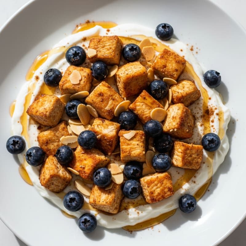 Creamy Greek Yogurt Bowl with Diced Chicken and Berries