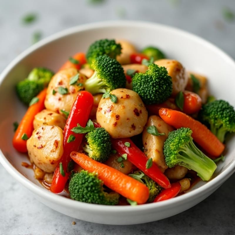 Chicken and Crispy Vegetable Garlic Ginger Stir-Fry