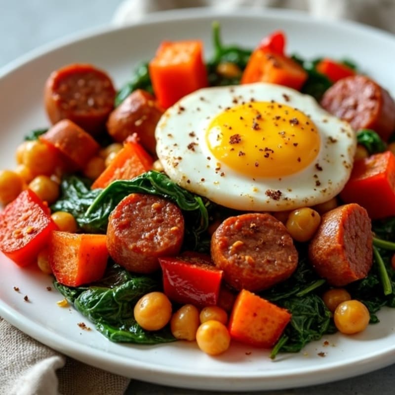 Sheet Pan Roasted Chorizo with Sweet Potatoes and Bell Peppers