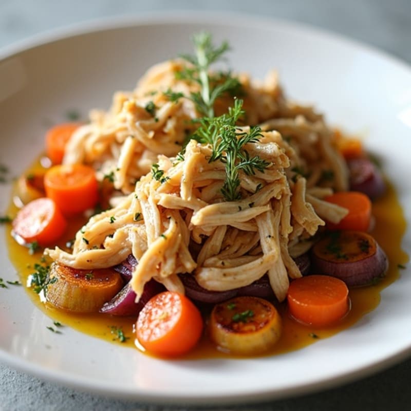 Tender Italian Herb Shredded Chicken with Root Vegetables