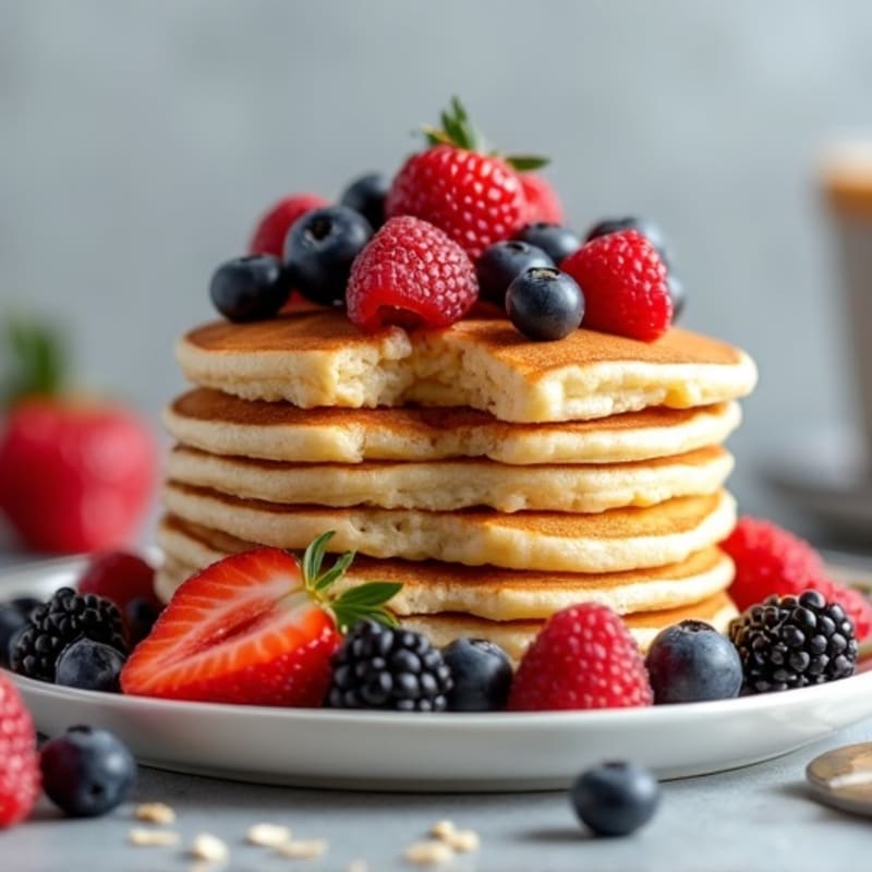Fluffy Protein Pancakes with Fresh Berries