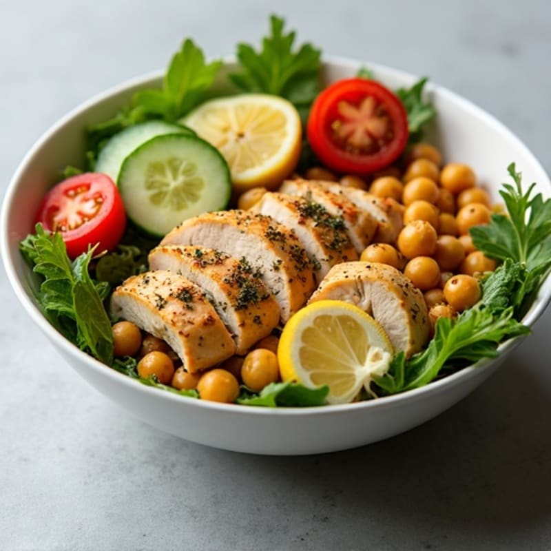 Herb-Roasted Chicken and Chickpea Bowl with Fresh Greens