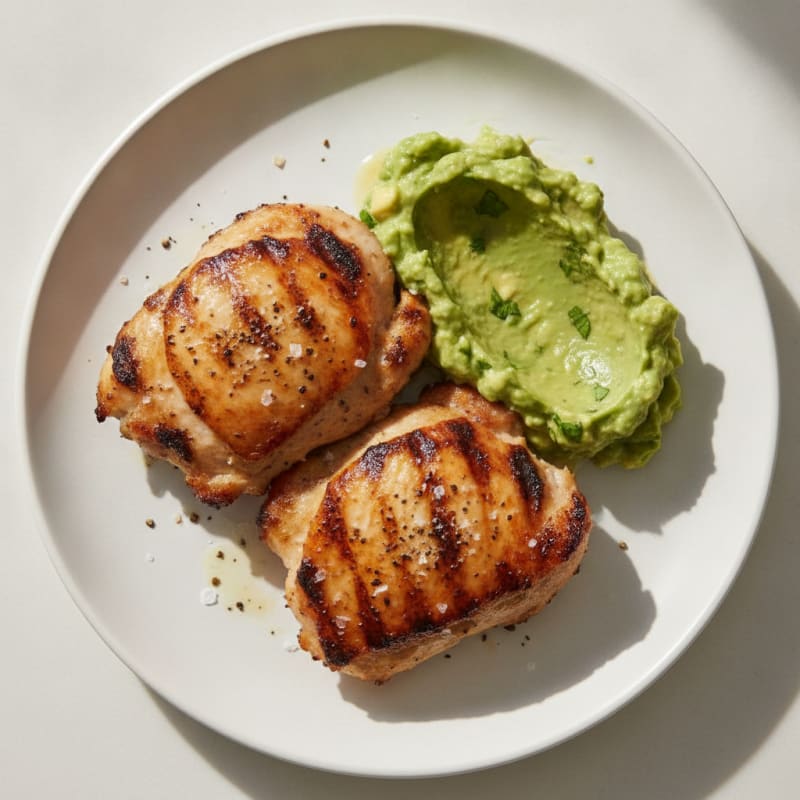 Grilled Chicken Thighs with Creamy Avocado Salad