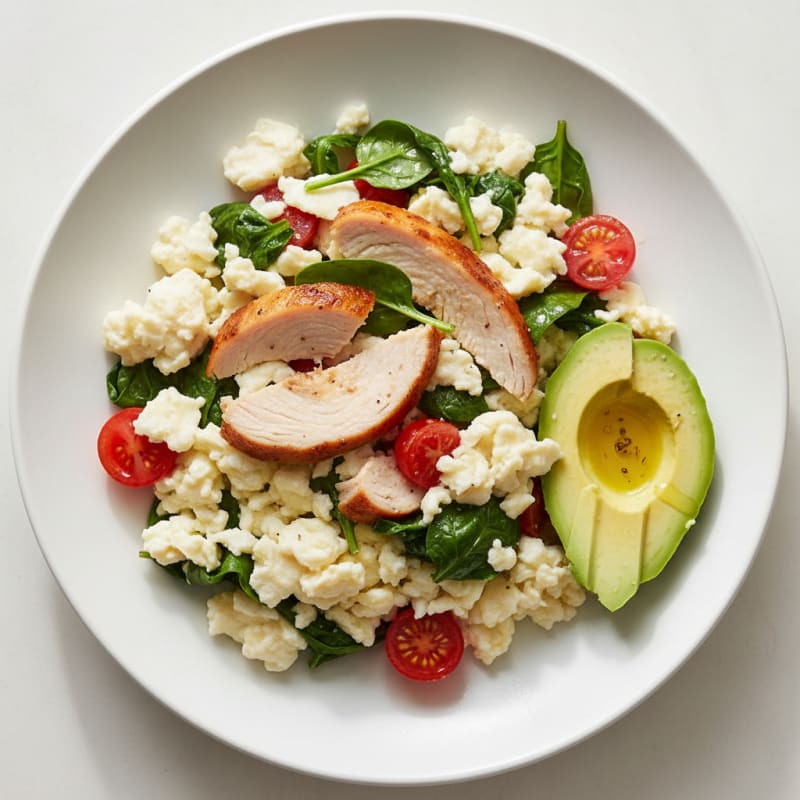 Egg White Scramble with Turkey Breast and Spinach