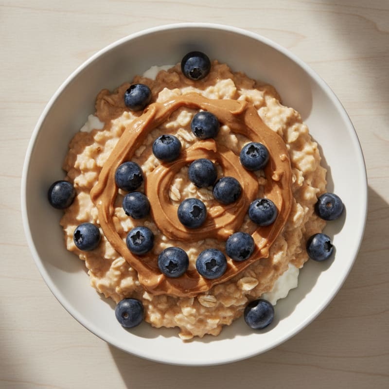 Creamy Oats with Skyr, Peanut Butter, and Fresh Berries