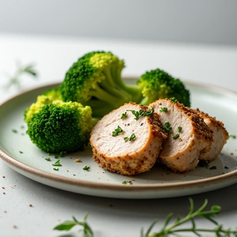 Herb-Crusted Pork Tenderloin with Garlic Broccoli