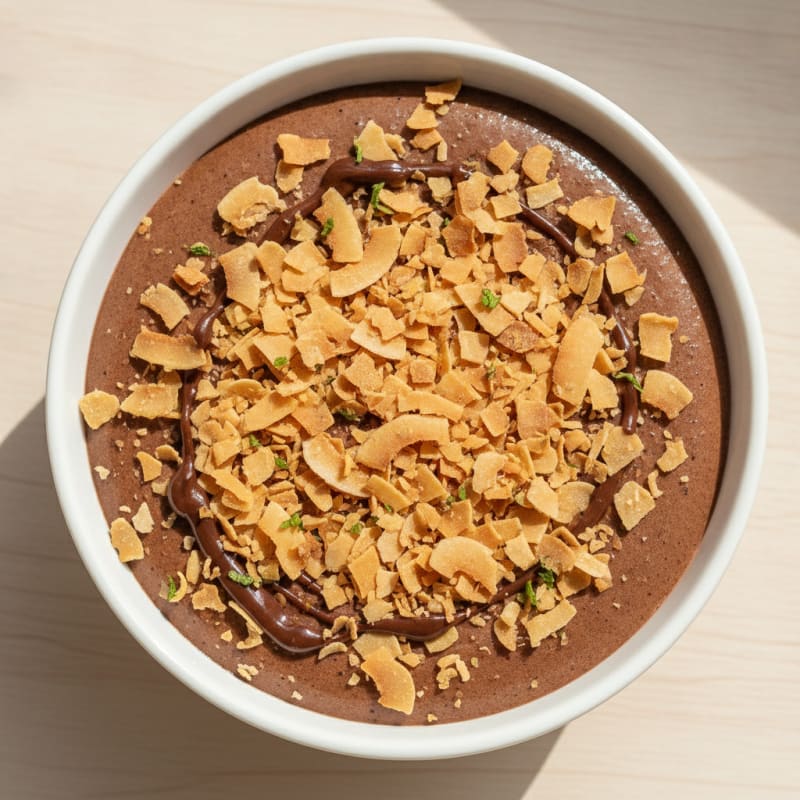 Silky Chocolate Protein Pudding with Toasted Coconut