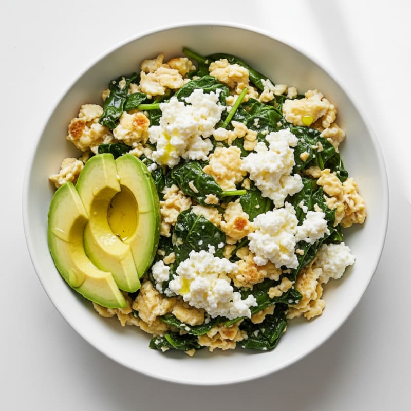 Egg White and Spinach Scramble with Cottage Cheese