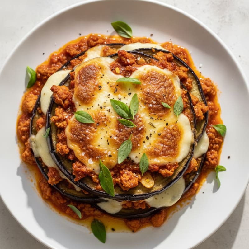 Baked Eggplant Parmigiana Stack