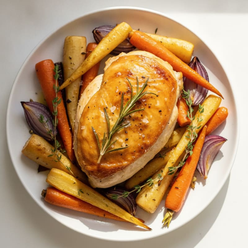Lemon Herb Roasted Chicken with Root Vegetables