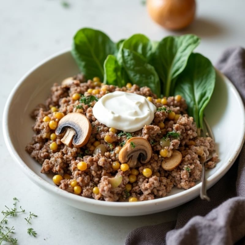 Healthy Creamy Beef and Mushroom Skillet