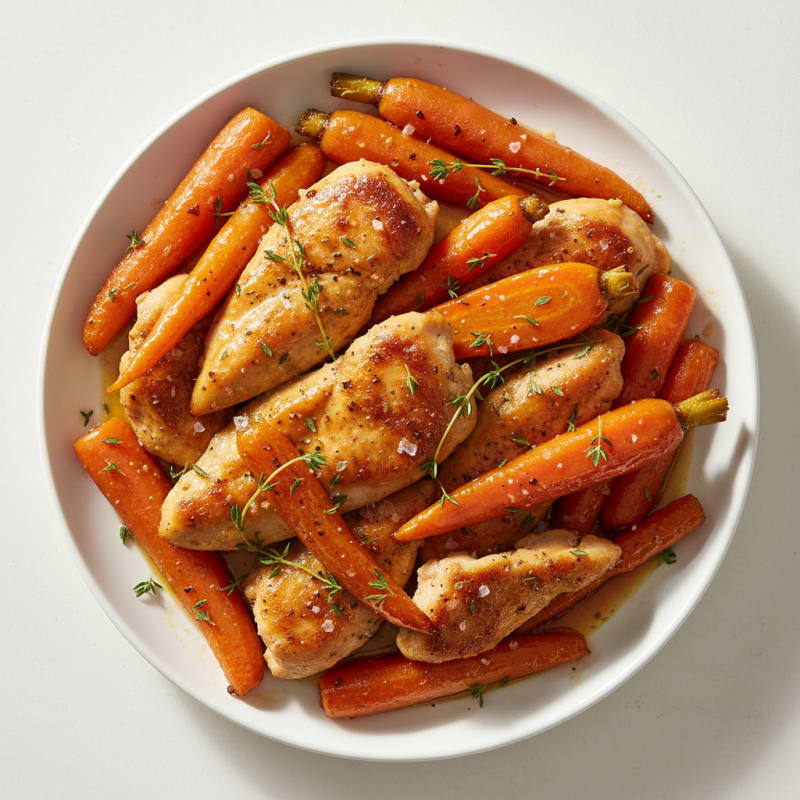 Caramelized Maple-Glazed Roasted Carrots and Chicken