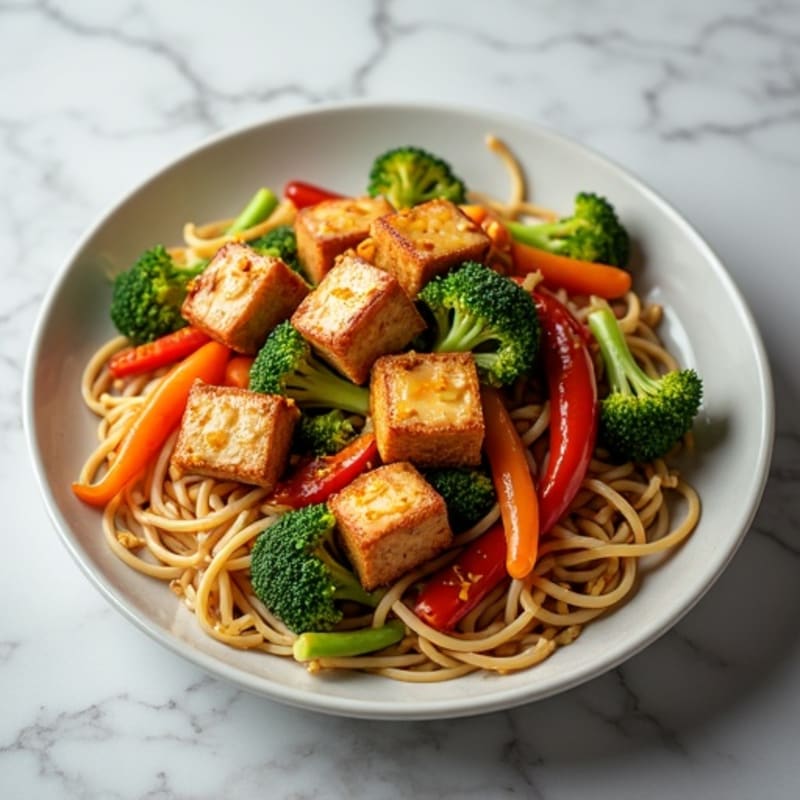 Crispy Tofu and Vegetable Udon Stir-Fry