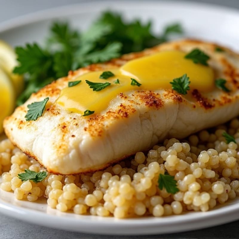 Lemon-Herb Grilled Cod with Garlic Butter and Quinoa