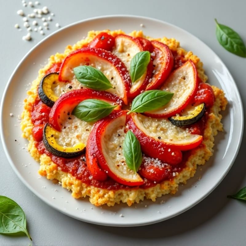 Crispy Cauliflower Crust Pizza with Lean Turkey and Roasted Vegetables