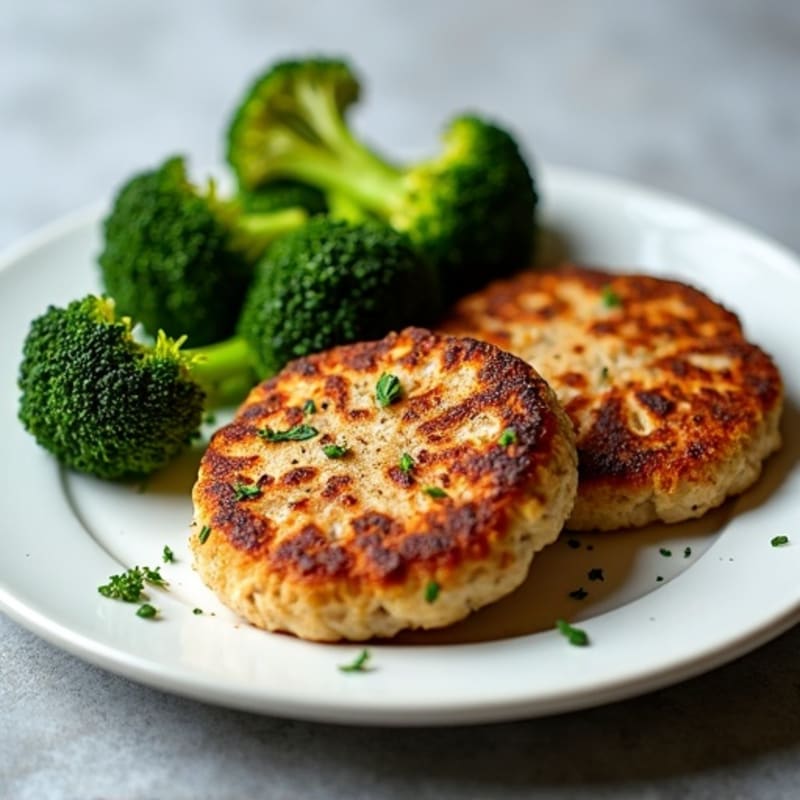 Seared Turkey Patties with Roasted Broccoli