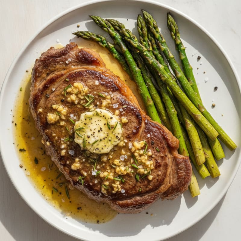 Pan-Seared Ribeye with Garlic Herb Butter