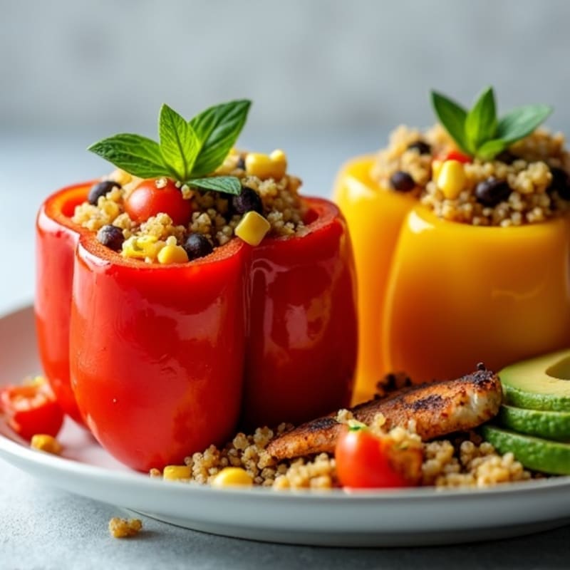 Roasted Zesty Quinoa Stuffed Bell Peppers
