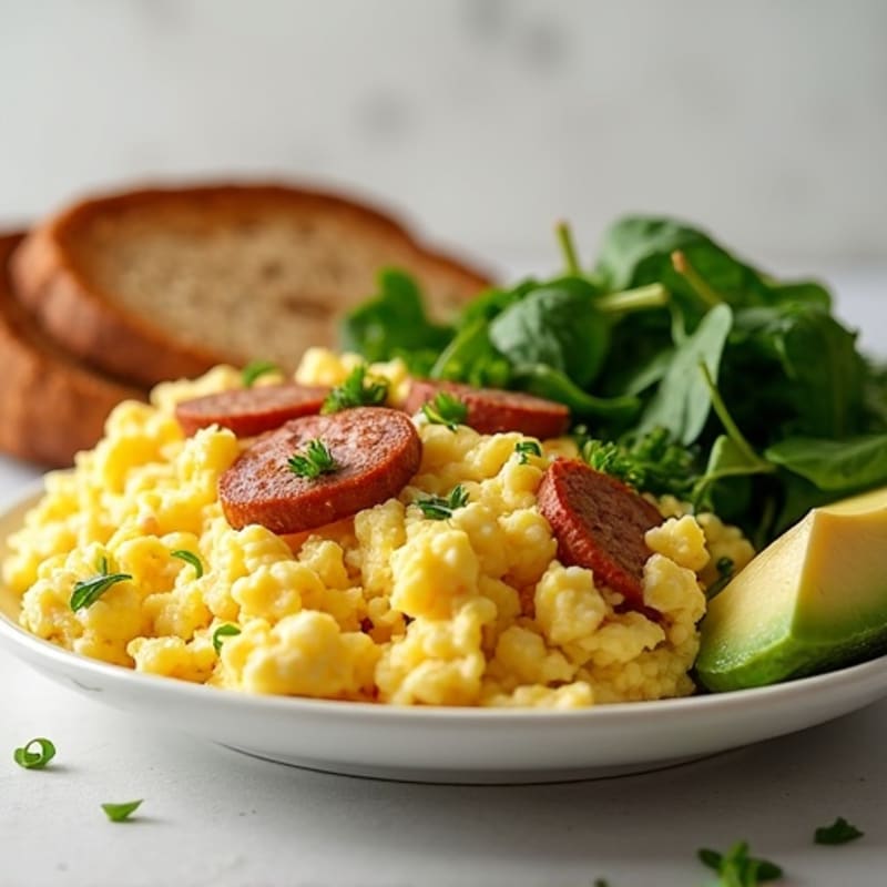 Egg White Scramble with Spinach and Turkey Sausage