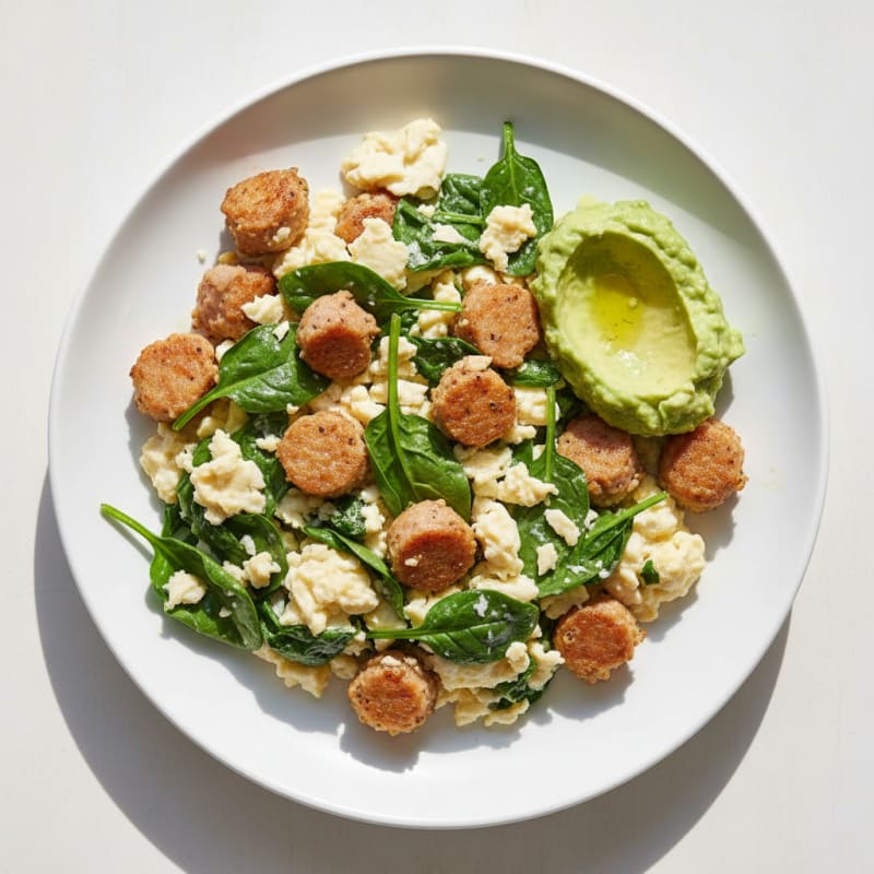 Egg White Scramble with Spinach and Turkey Sausage