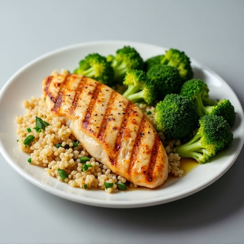 Grilled Chicken Breast with Quinoa and Steamed Broccoli