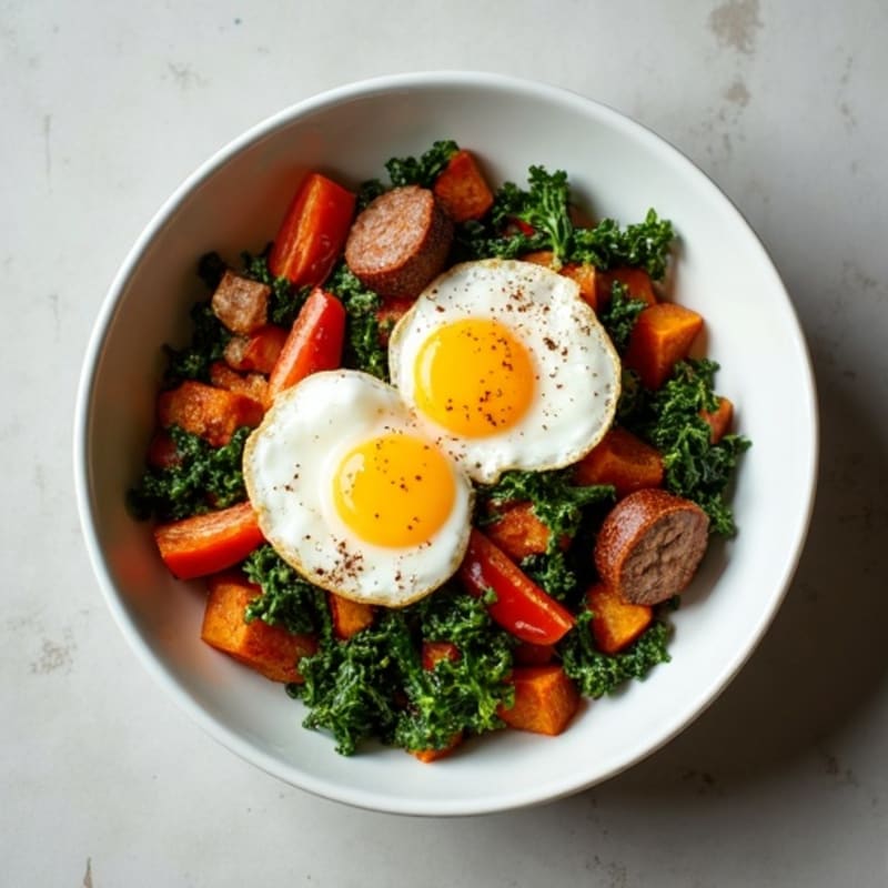 Sweet Potato Hash with Crispy Kale and Poached Egg