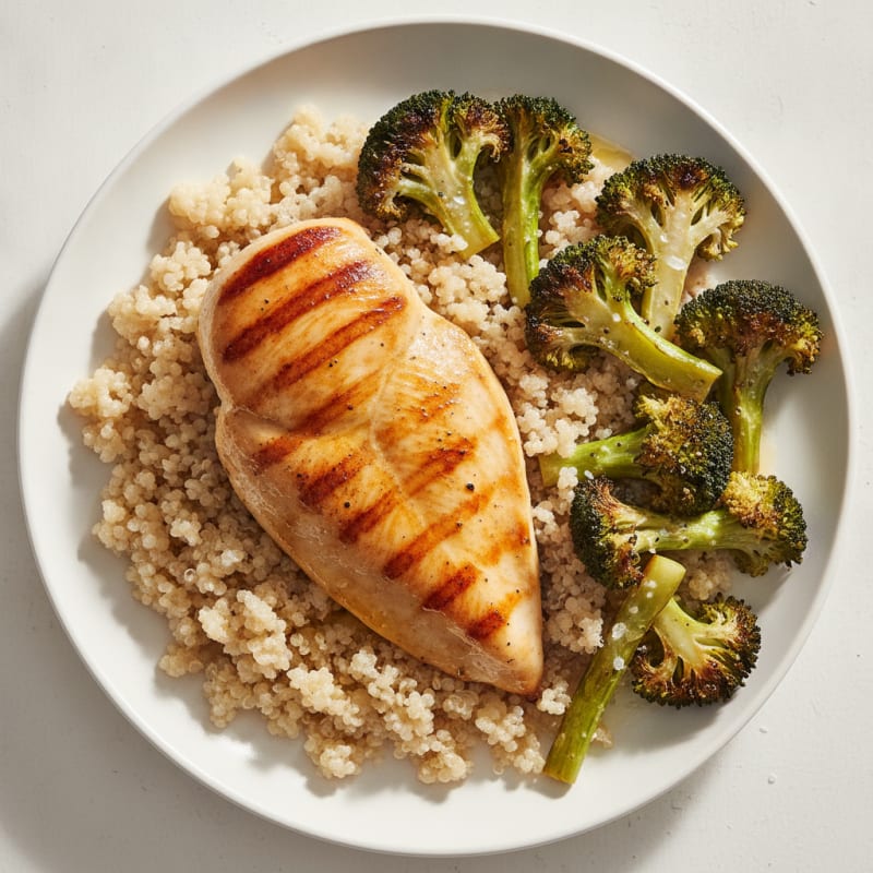 Grilled Chicken Breast with Roasted Broccoli and Quinoa