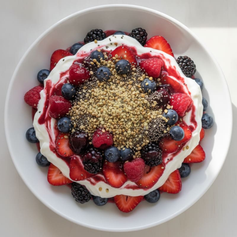 Greek Yogurt Protein Parfait with Mixed Berries