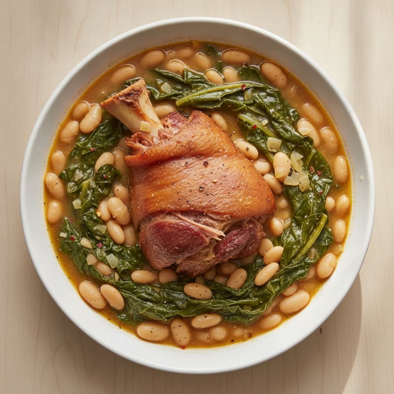 Smoked Ham Hock with Braised Greens