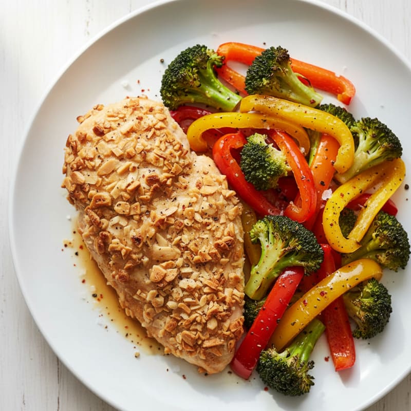Almond-Crusted Chicken with Roasted Vegetables