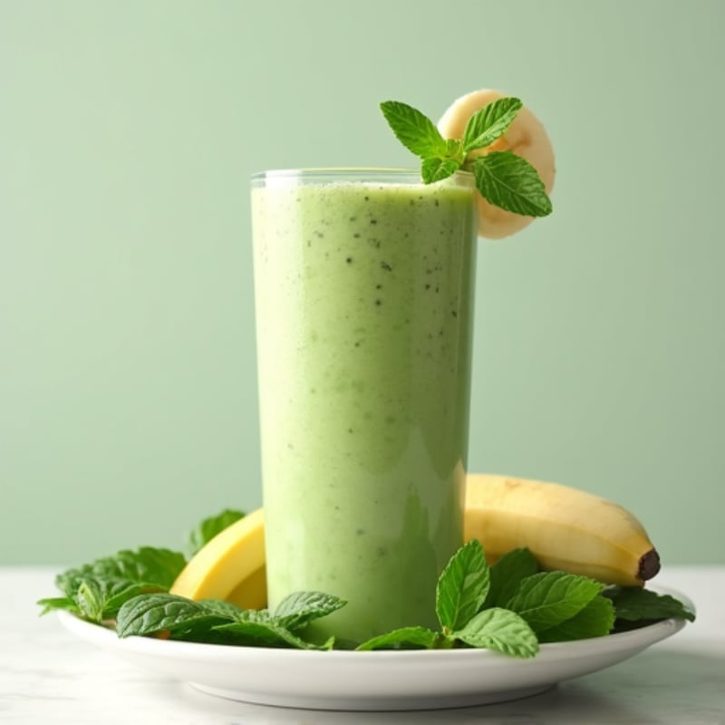 Creamy Vanilla-Mint Green Protein Smoothie