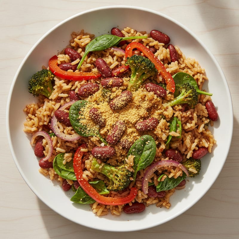 Hearty Kidney Bean and Vegetable Rice Bowl