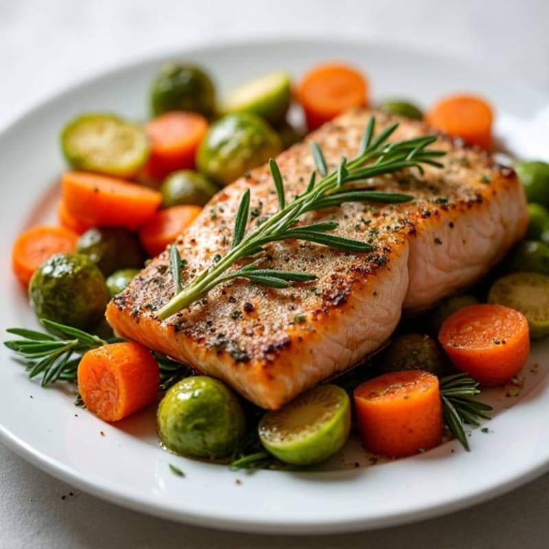 Herb-Crusted Baked Salmon with Roasted Vegetables