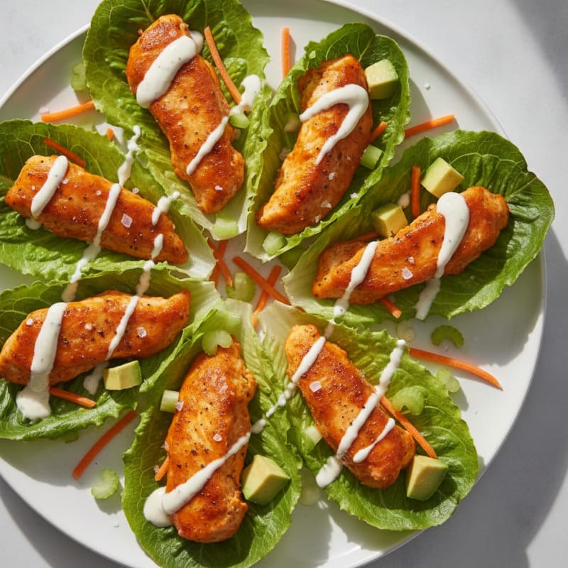 Buffalo Ranch Chicken Lettuce Wraps