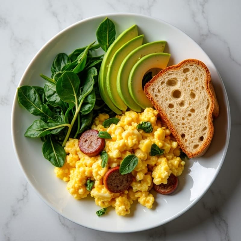 Egg White and Turkey Sausage Scramble with Spinach