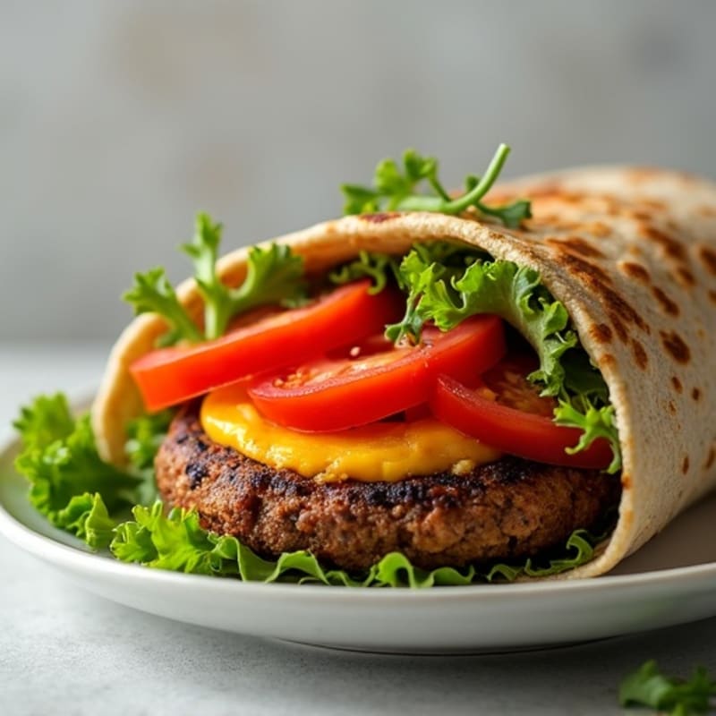 Crispy Black Bean Veggie Burger Wrap with Fresh Greens